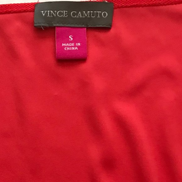 Vince Camuto Flutter Cap Sleeve Mesh Overlay Bright Coral V-Neck Top NWT Small - Picture 9 of 10